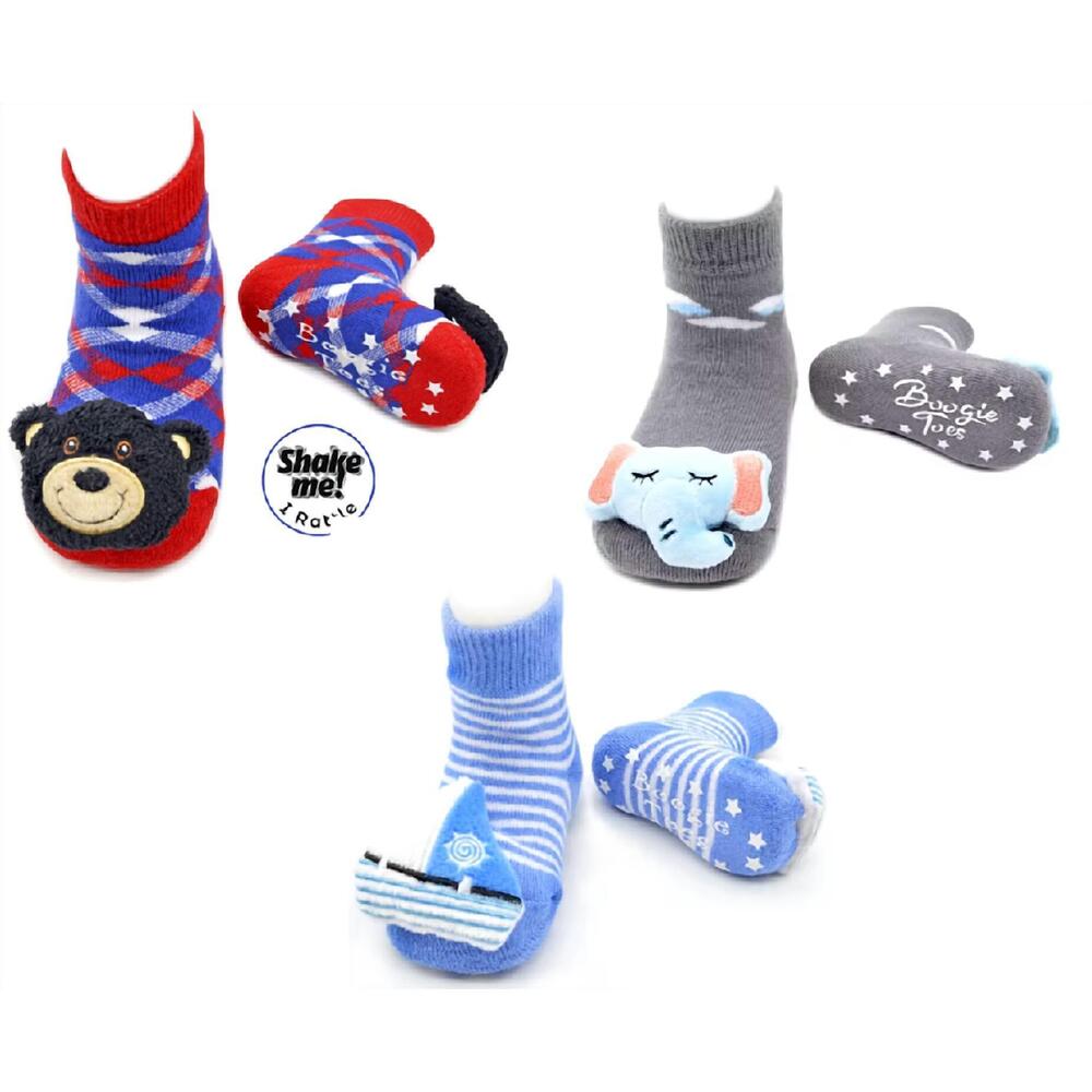 NEW LIVENTI INC. kids boogie toe rattle socks - set of 3 in sleepy elephant, sai